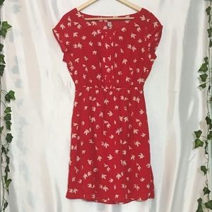 Red Dress with White Doves